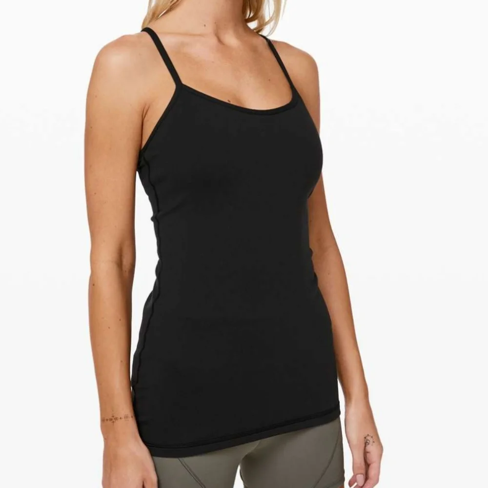 SOLD Size 8 Black Lululemon Power Y Tank with mesh neckline. - Picture 1 of 11